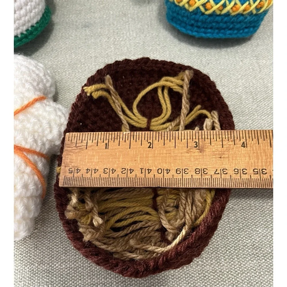 Hand Knitted Crochet Holy Family Christmas Joseph Virgin Mary Baby Jesus Manger